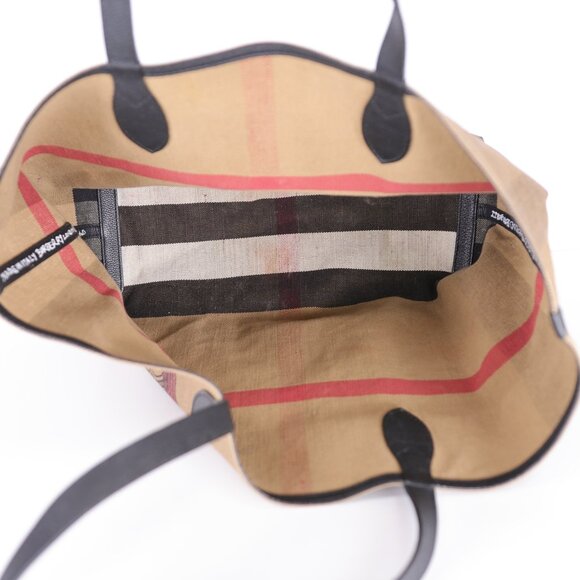 Burberry Doodle Shoulder Tote Bag Nova Check Pattern Print Coated Canvas Italy - Picture 7 of 9